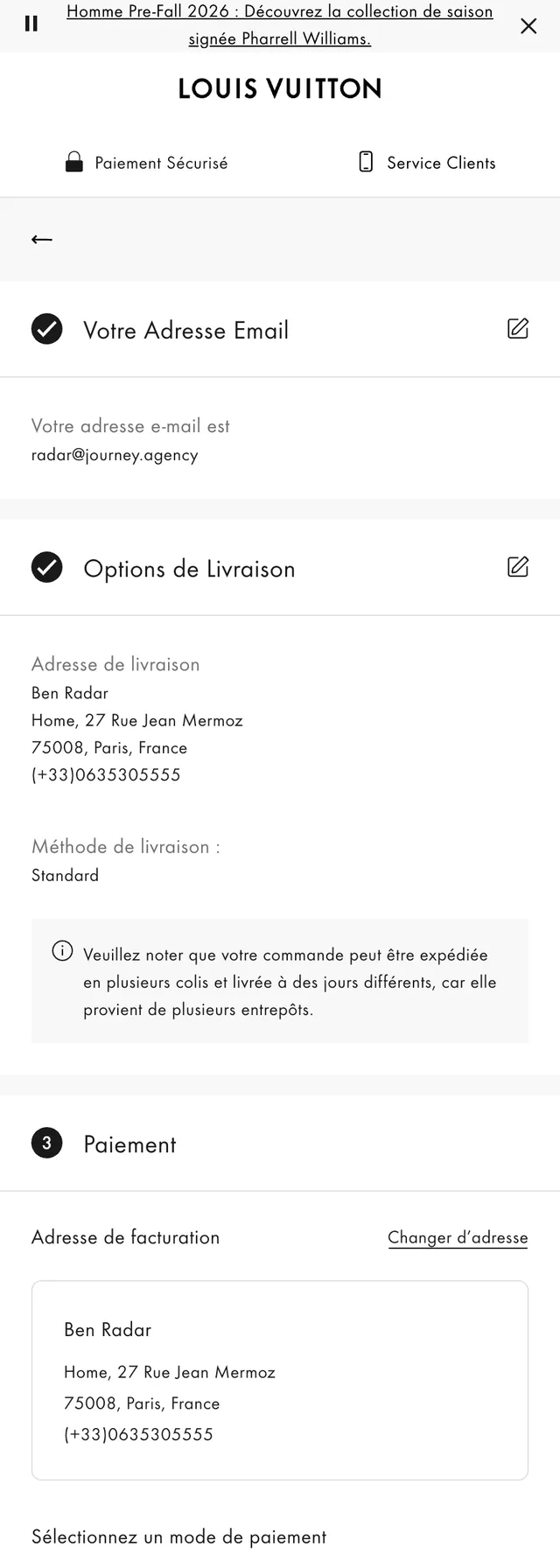 Louis Vuitton — Etape paiement